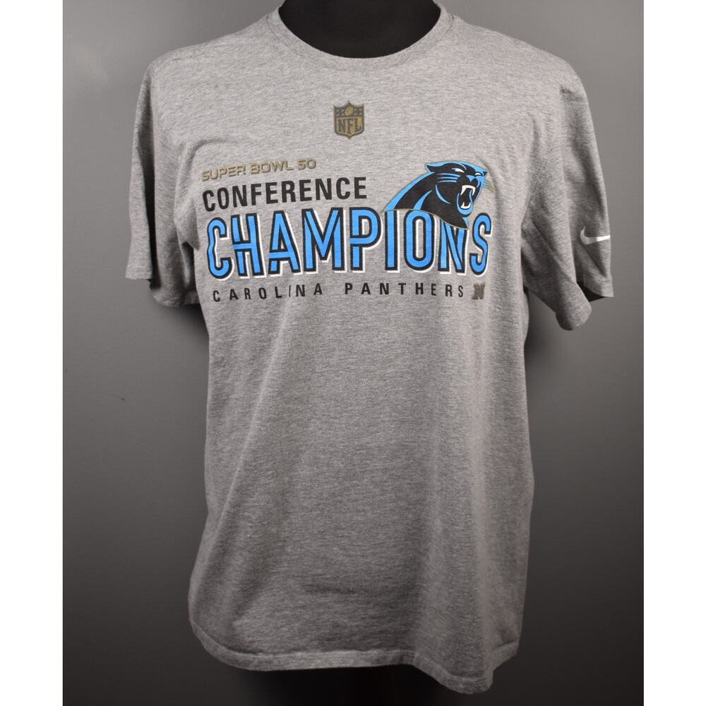Carolina Panthers Super Bowl 50 Conference Champion Nike Tee NFL Gray XLarge